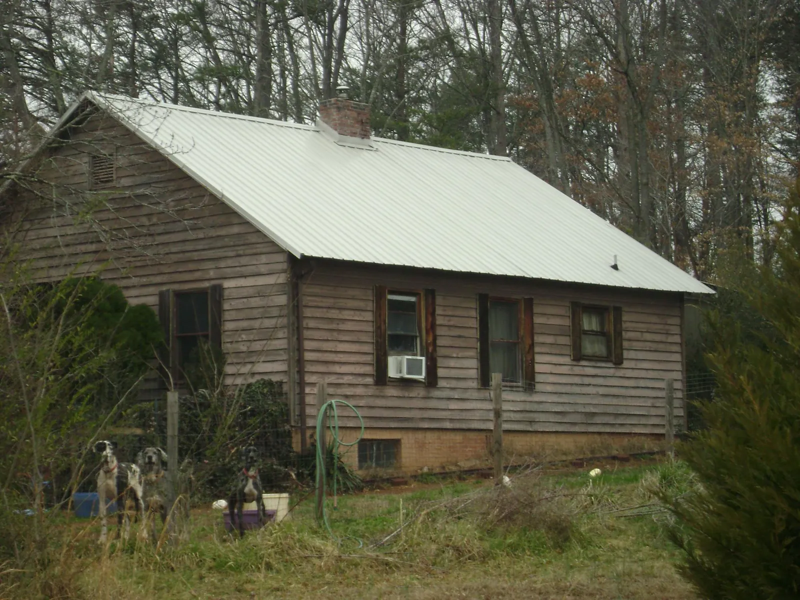 White metal roof on an old wood sided farmhouse, from a Metal Roof Installation job in Cadogan